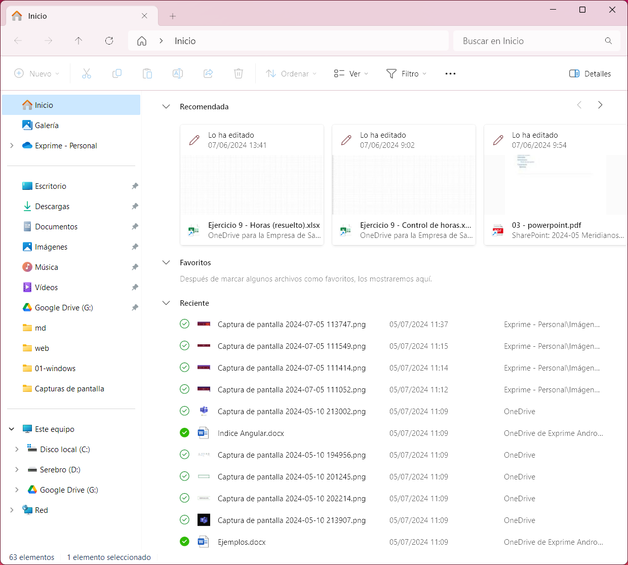 Explorador de archivos en Windows 11