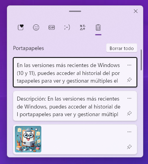 Historial del portapapeles