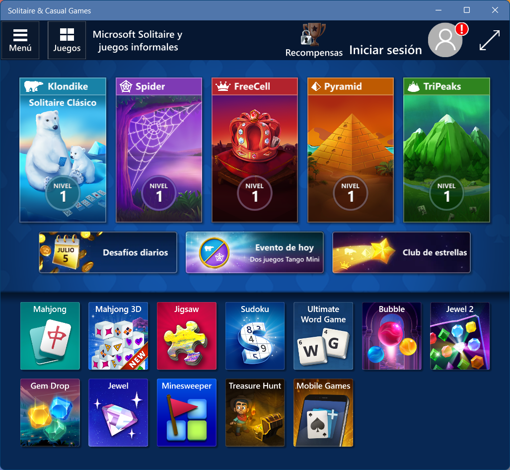 Solitario y juegos de Windows