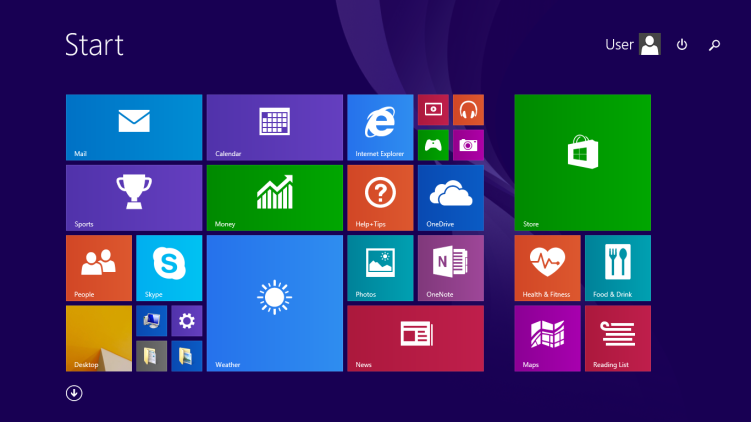 Pantalla principal de Windows 8.1