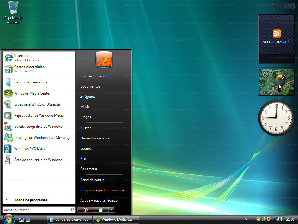 Pantalla principal de Windows Vista