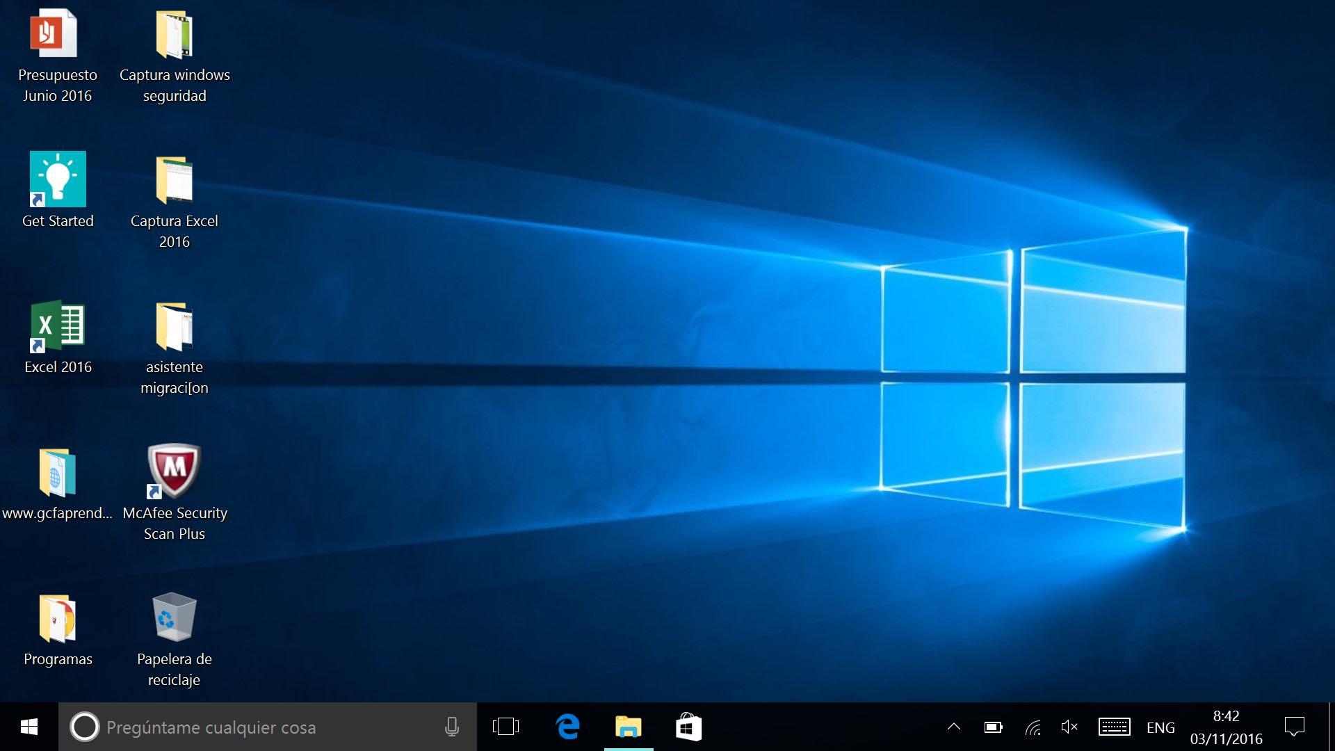 Pantalla principal Windows 10