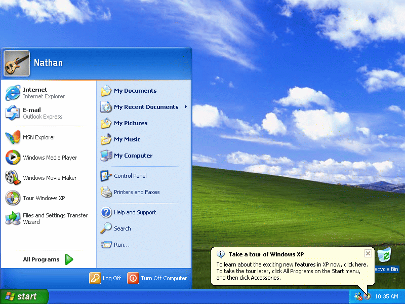 Pantalla principal de Windows XP