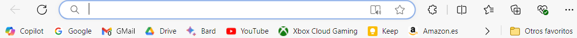 Ejemplo de barra de favoritos en Microsoft Edge