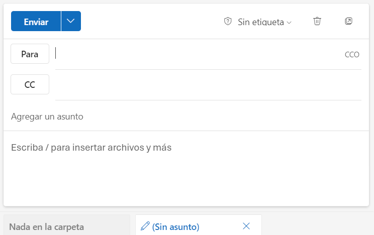 Ejemplo de redacción de nuevo correo electrónico enm Outlook