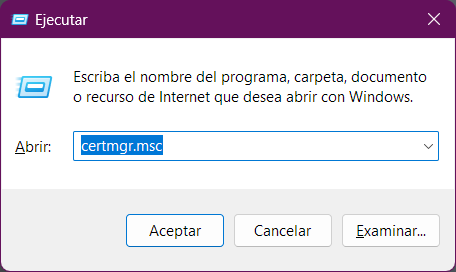 Abrir el Administrador de Certificados de Windows